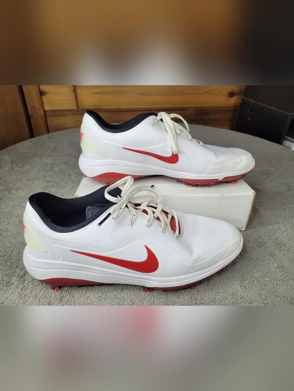 Nike React Vapor 2 Golf Cleat Shoes Mens Sz 10 White Red BV1135-104